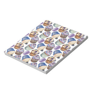 Watercolor cupcakes notepad