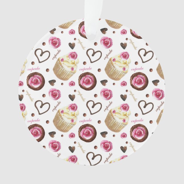 Watercolor cupcakes ornament (Front)