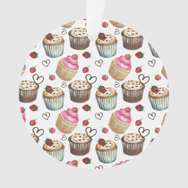 Watercolor cupcakes ornament (Front)