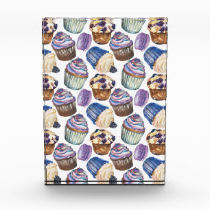 Watercolor cupcakes photo block