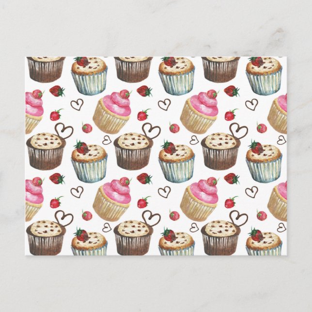 Watercolor cupcakes postcard (Front)