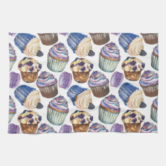 Watercolor cupcakes tea towel