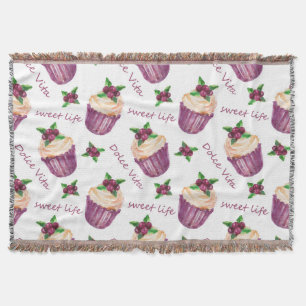 Watercolor cupcakes throw blanket