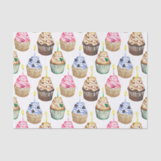 Watercolor cupcakes tissue paper