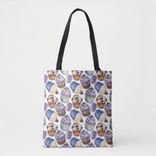 Watercolor cupcakes tote bag