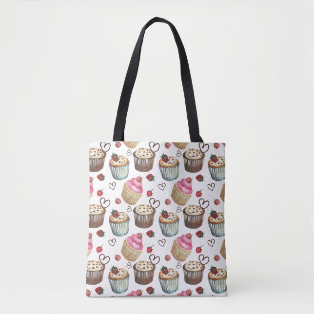 Watercolor cupcakes tote bag (Front)