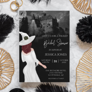 Watercolor Custom Bridal Shower Halloween Invitation