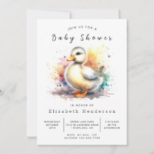 Watercolor Custom Duck Baby Shower Invitation