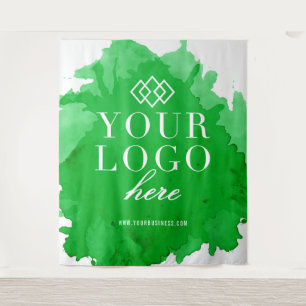 Watercolor Custom Logo Trade Show Event Backdrop Tapestry