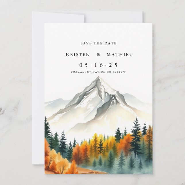 Watercolor Custom Mountain Save The Date (Front)