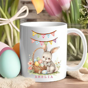 Watercolor Custom Name Easter Bunny Mug For Kids