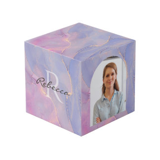 Watercolor Custom Name Monogram Cube