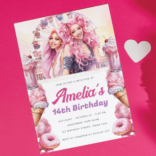 Watercolor Custom Rollercoaster Party  Invitation