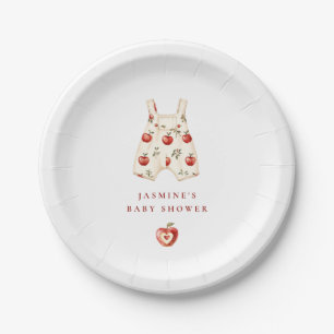 Watercolor cute Apple Romper Baby Shower Paper Plate