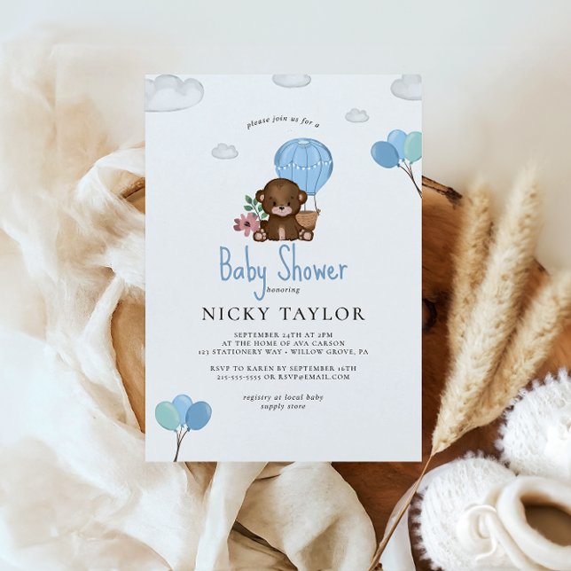 Watercolor Cute Baby Bear Baby Shower Invitation (Creator Uploaded)