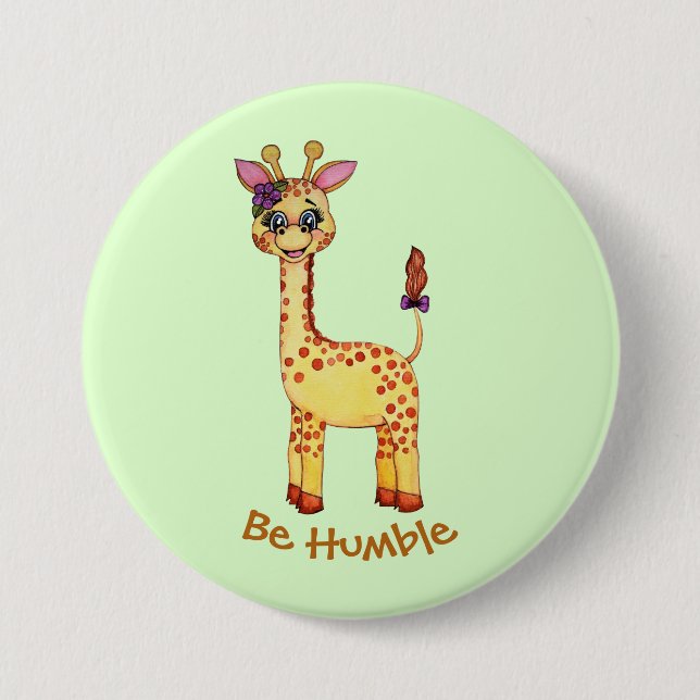 Watercolor Cute Baby Giraffe 7.5 Cm Round Badge (Front)