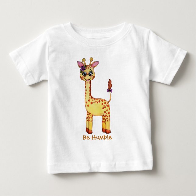 Watercolor Cute Baby Giraffe Baby T-Shirt (Front)
