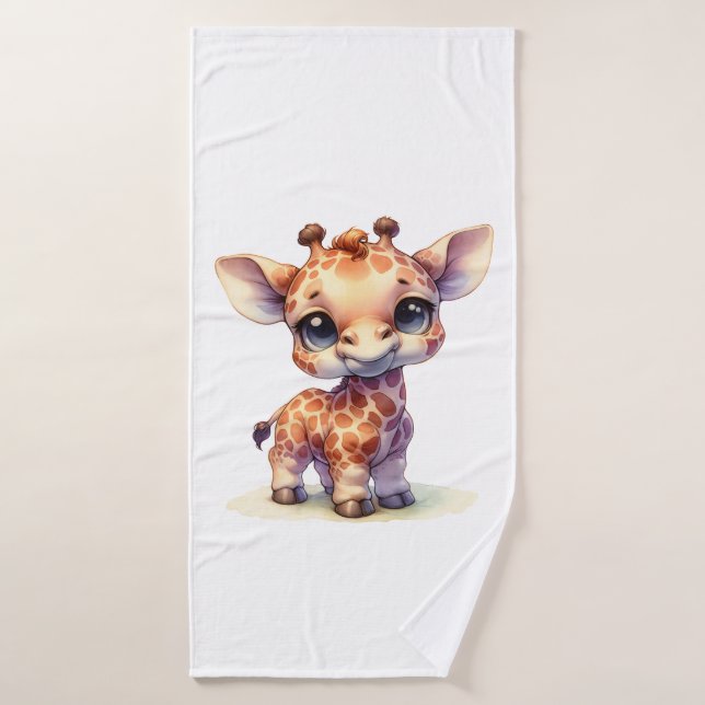 Watercolor cute baby giraffe bath towel (Bath Towel)