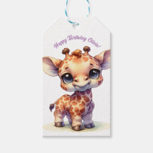 Watercolor cute baby giraffe gift tags