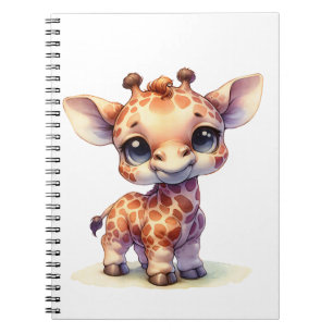 Watercolor cute baby giraffe notebook