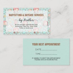Watercolor Cute Babysitting business  Appointment Card