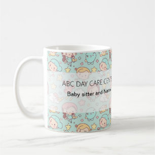 Watercolor Cute Babysitting Custom Coffee Mug