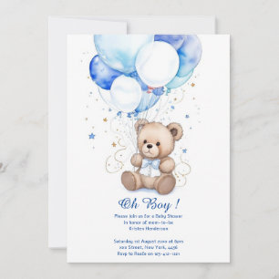 Watercolor Cute Bear Baby Shower Invitation