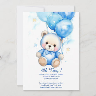 Watercolor Cute Bear Baby Shower Invitation