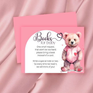 Watercolor cute bear books for baby ticket enclosure card