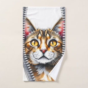 Watercolor Cute Beautiful Modern Cat Collection Bath Towel Set