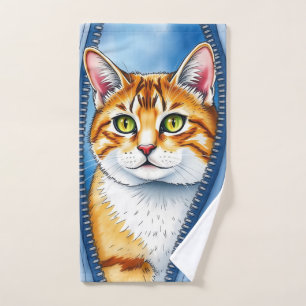 Watercolor Cute Beautiful Popular Cat Collection Bath Towel Set