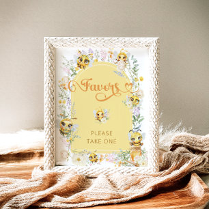 Watercolor Cute Bee Favours Poster