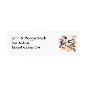 Watercolor Cute Bird Chickadee Animal Art Return Address Label