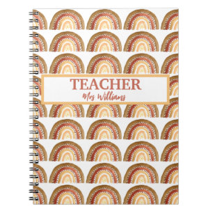 Watercolor Cute Boho Pastel Teacher Rainbow Notebook