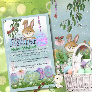 Watercolor cute Boy's Letter to the Easter Bunny