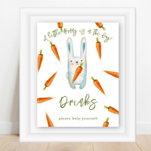 Watercolor cute bunny baby shower - Drinks Poster