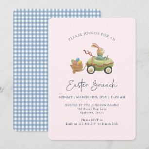 Watercolor Cute Bunny, Easter Brunch Pink Invitation