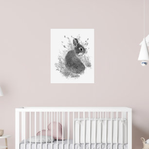 Watercolor Cute Bunny Rabbit Animal Art Poster