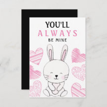 Watercolor Cute Bunny Valentine's Day Greeting