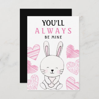 Watercolor Cute Bunny Valentine's Day Greeting Card