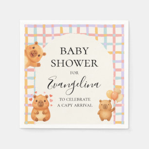 Watercolor Cute Capy Capybara Baby Shower Napkin