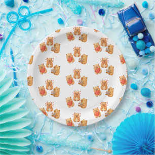 Watercolor Cute Capy Capybara Paper Plate