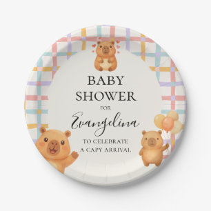 Watercolor Cute Capybara Baby Shower Paper Plate
