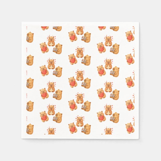 Watercolor Cute Capybara Napkin (Front)
