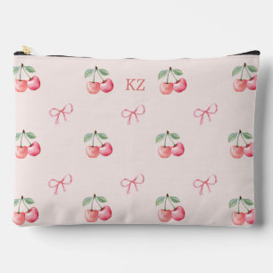 Watercolor cute Cherries and Bows. Accessory Pouch