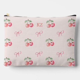Watercolor cute Cherries and Bows. Accessory Pouch