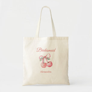 Watercolor cute Cherries and Bows. Tote Bag
