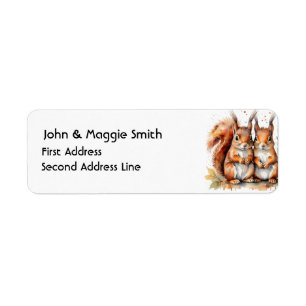 Watercolor Cute Cuddling Squirrel Couple Animal  Return Address Label