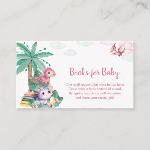 Watercolor Cute Dinosaur Girl Baby Shower Enclosure Card