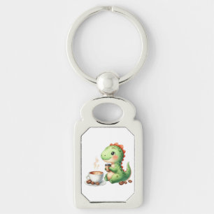 watercolor Cute Dinosaur Rectangle Metal Keychain